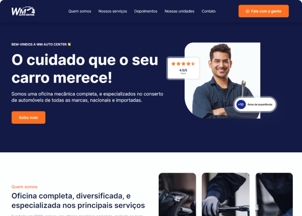Site instutcional da empresa WM Auto Center